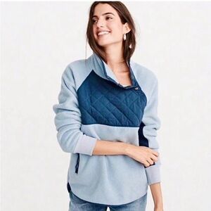 Abercrombie Fitch Quilted Asymmetrical Snap Button Fleece Pullover Sweatshirt